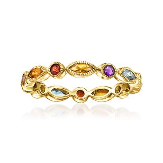RS Pure by Ross-Simons Multi-Gemstone Geometric Eternity Band in 14kt Yellow Gold