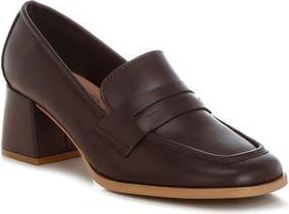 London Rag Sutapa Penny Strap Flared Block Heel Loafer in Brown at Nordstrom Rack, Size 7.5