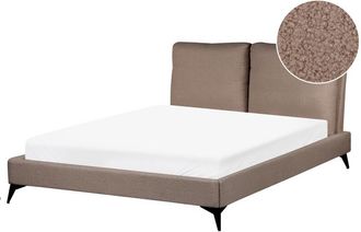 Beliani Beliani - Cama Con Somier 140 X 200 Cm Moderna Tapizada Boucl&eacute; Base Listones Marr&oacute;n Melle