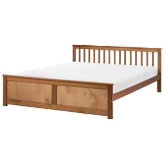 Beliani Cama Con Somier De Madera De Pino Mdf Minimalista 180 X 200 Cm Marr&oacute;n Olendon