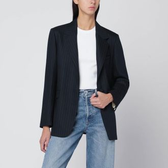 Golden Goose Blue pinstriped single-breasted blazer in wool