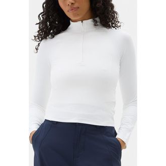 Halfdays Julie Quarter Zip Top in White/Lunar Rock at Nordstrom, Size X-Large