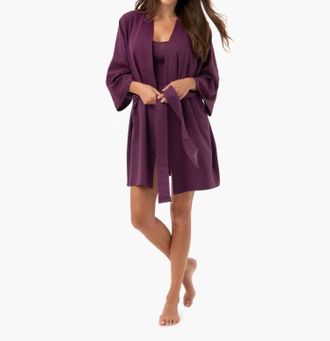 Under The Canopy Organic Short Lounge Robe In Grape