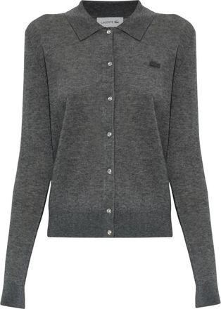 Lacoste Cardigan met logopatch - Dames - Vesten - Grijs - M - Leer - Truien & Vesten