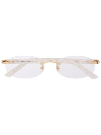 Cartier Occhiali ovali con montatura a giorno C D&eacute;cor - Bianco