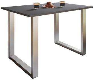 ebuy24 Mesa De Madera Vcm Al. 76 X An. 110 X P. 50 Cm Base S&oacute;lida Y De Alta Calidad Pies De Hierro Mesa De Cocina - Xona U (plata / Antracita)