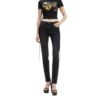 Versace Jeans Couture Dames, Jeans, Zwart, Maat: W30 Katoen