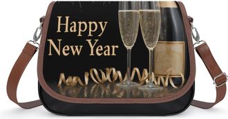 Generic Happy New Year Womens Crossbody Bag Fashion Shoulder Handbags Message Tote Bag with Adjustable Strap