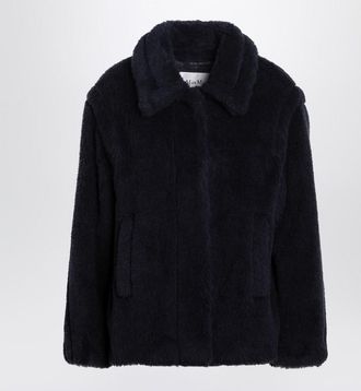 Max Mara Navy Faux-Fur Coat