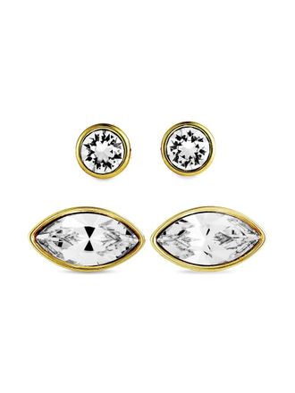 Swarovski 14K yellow gold Harley earrings set - women - 14kt Yellow Gold/Swarovski Crystal - One Size