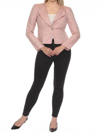 Joseph Ribkoff Long Sleeve Boucl&eacute; Blazer Jacket In Pink/multi