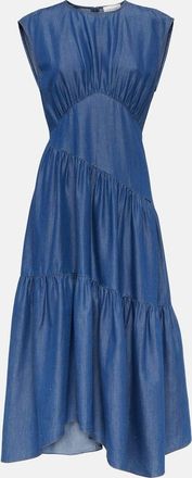 Frame Denim Gathered tiered denim midi dress