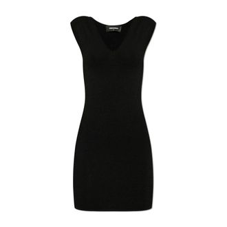 Dsquared2 V-hals jurk - Dames - Korte kleedjes - Zwart - XS - Polyester - Kleedjes