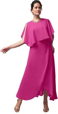 Jessica London Georgette Maxi Cape Sleeve Dress in Pink Burst at Nordstrom, Size 16