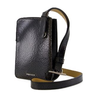 Alexander McQueen Mens Sling Crossbody - Alexander Mcqueen Leather Black Calfskin Bags Crossbodies