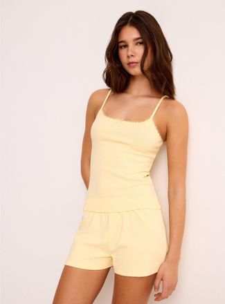 Twik Womens Lace-trim pointelle knit Cami Top