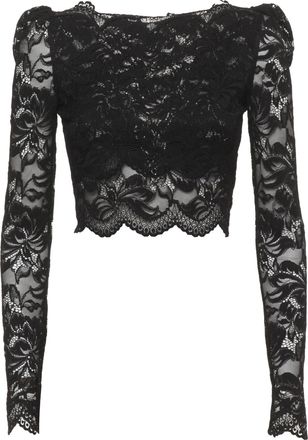 Paco Rabanne Black Wide Neck Lace Sweater