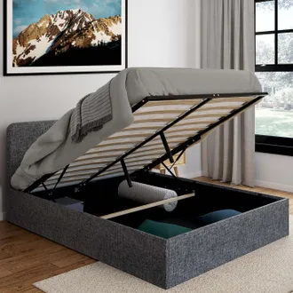 IDMarket Arc&oacute;n Doble Norfolk Con Somier 140x190cm Tejido Gris Antracita