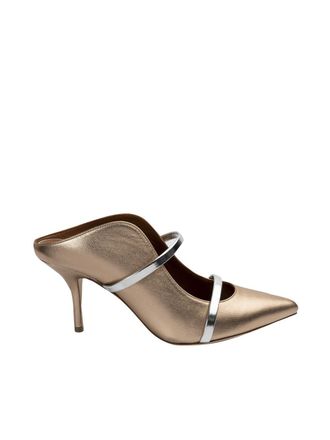 Malone Souliers Maureen 70mm mules in gold and silver color
