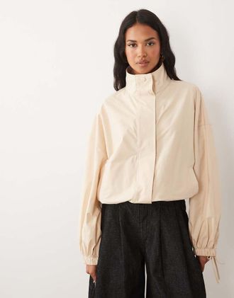 Asos Giacca a vento color cammello con polsini allacciati-Neutro
