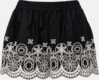 La DoubleJ Pull-Up embroidered cotton shorts