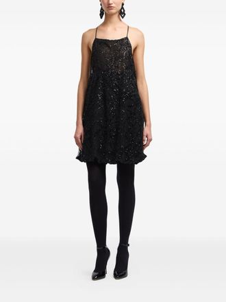 Emporio Armani Womens Sequin-embellished Backless Mini Dress - Black Textile - Size EU 44 (Womens)