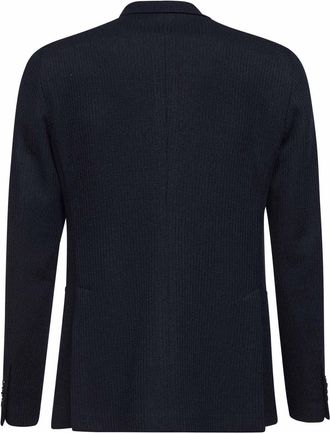 Tagliatore Mens Blue Jersey Double-Breasted Blazer Polyester Jacket