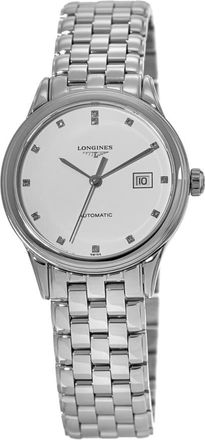 Longines Flagship Automatic White Mother of Pearl Diamond Dial Steel Womens Watch L4.374.4.27.6