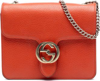 Gucci Pre-owned Womens Small Dollar Calfskin Interlocking G Crossbody - Tan Leather - One Size