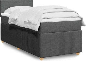vidaXL Cama Box Spring Con Colch&oacute;n Tela Gris Oscuro 80x200 Cm Vidaxl
