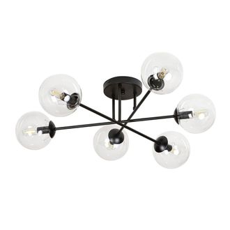 Wonderlamp Plaf&oacute;n de techo estilo vintage con 6 esferas de cristal transparentes