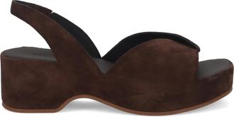 Del Carlo Bruine Su&egrave;de Plateau Sandalen - Dames - Sleehakken - Bruin - 36 EU - Su&egrave;de - Schoenen