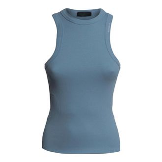 Dondup Sleeveless Tops, female, Blue, Size: XS America Slim-fit Ribbed Tank