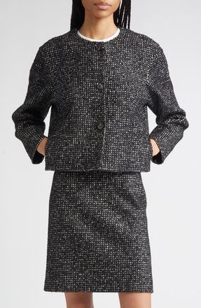 Lafayette 148 New York Bouclé Tweed Crop Jacket in Black Multi at Nordstrom, Size Large