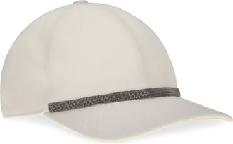 Brunello Cucinelli Womens Baseball Cap With Monili Embellishment Naturale Cotton Hats E Hairbands