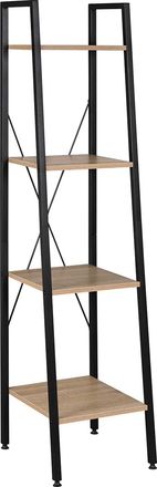 Woltu Estanteria Librer&iacute;a Oficina Estante Met&aacute;lico De Madera Y Acero Con 4 Estantes Peque&ntilde;o Negro + Roble Claro - Woltu