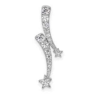 Diamond2Deal 14K White Gold Lab Grown Diamond Shooting Star Chain Slide Pendant (0.25ct, VS, G-H)