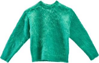 Sunnei Hairy Knit Round Neck Sweater - Heren - Ronde hals truien - Groen - M - Wol - Truien & Vesten