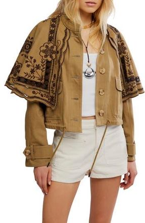 Free People Bali Hideaway Cutwork & Embroidery Cotton Jacket in Olive Combo at Nordstrom Rack, Size Medium