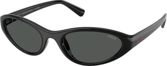 Polo Ralph Lauren Ovale Zonnebril - Heren - Zonnebrillen - Zwart - 55 MM - Accessoires