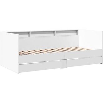 vidaXL Sofá cama con cajones sin colchón blanco 75x190 cm Vidaxl