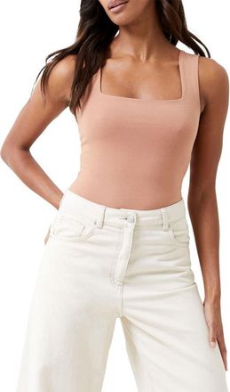 French Connection Rallie Square Neck Stretch Cotton Bodysuit in 21-Mocha Mousse at Nordstrom Rack, Size X-Small