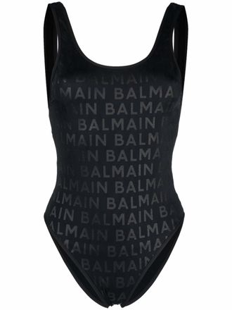 Balmain Olimpionic logo-print swimsuit - women - Polyamide/Spandex/Elastane/Polyamide/Spandex/Elastane - 36 - Black