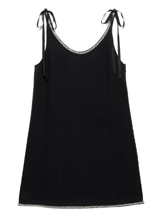 Prada Mini-jurk met kralen en gestrikt bandje - Zwart