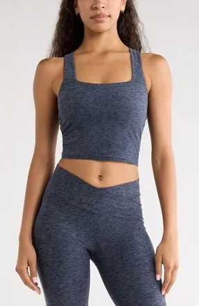 Zella Renew Crop Tank in Navy Armada Melange at Nordstrom, Size Xx-Large
