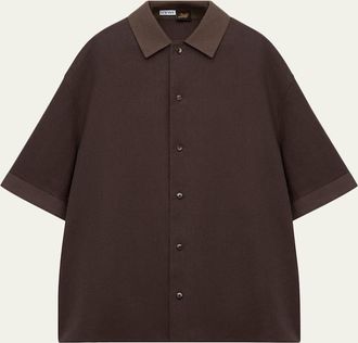 Loewe x Paulas Ibiza Mens Washed Satin Short-Sleeve Shirt