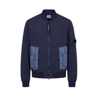 C.P. Company Bomber Jackets, male, Blue, Size: XL Medium Jacket In Bi-TM
