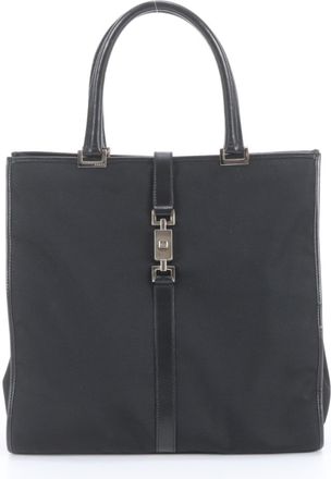 Gucci Black Leather Nylon Handbag Shoulder Bag Tote Bag (Pre-Owned)