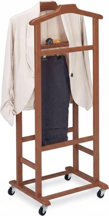 Relaxdays Relaxdays Valet Con Ruedas, Silencioso, Bamb&uacute; Premium, Para Dormitorio, Hbt: 107 X 47 X 37 Cm, Marr&oacute;n