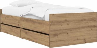 vidaXL Estructura De Cama Con Almacenamiento Roble Artisan 80 X 200 Cm Vidaxl